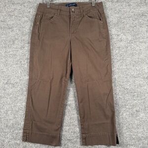 BANDOLINOBLU 8 Brown Cropped Wales Corduroy Capri Pants 90s Y2K Americana Work